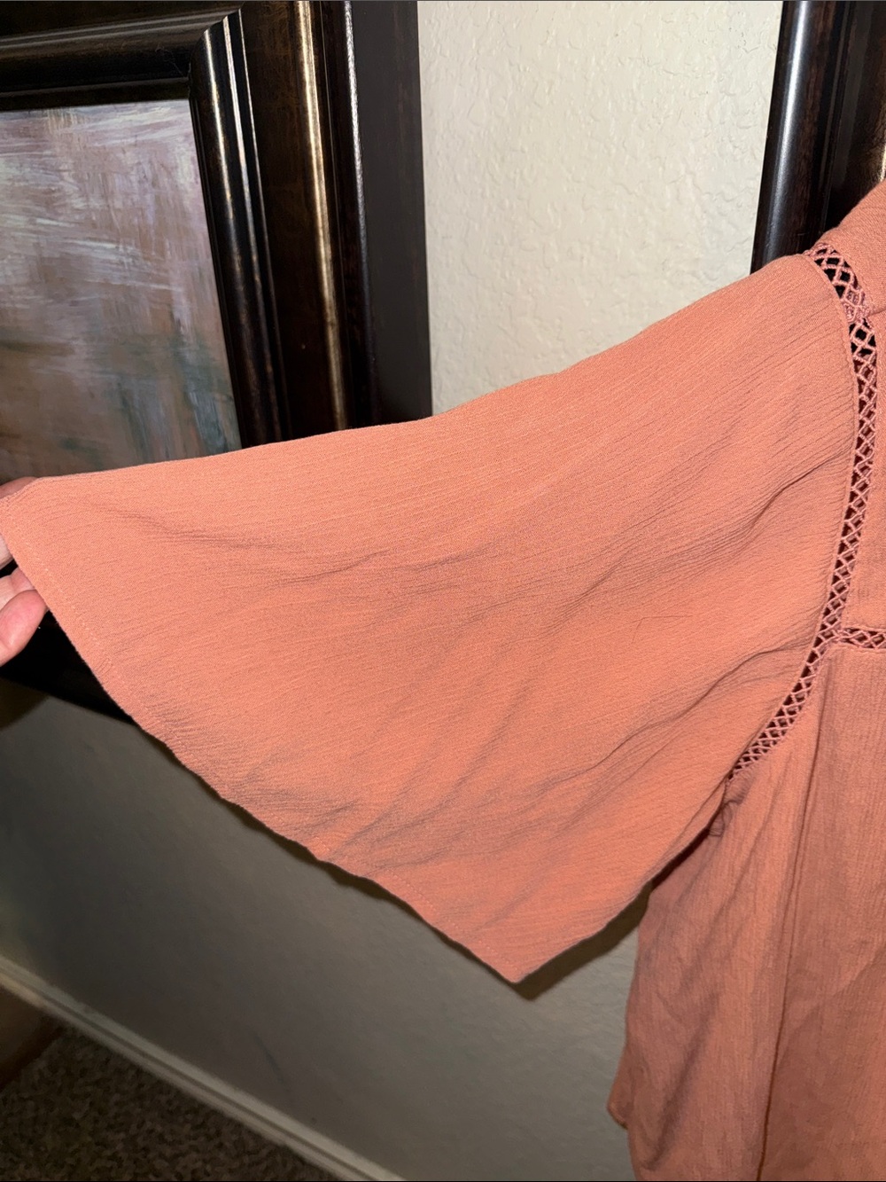 Ava & Viv Peach Crochet-Trim Short Sleeve Blouse Size 1X - Picture 3 of 7